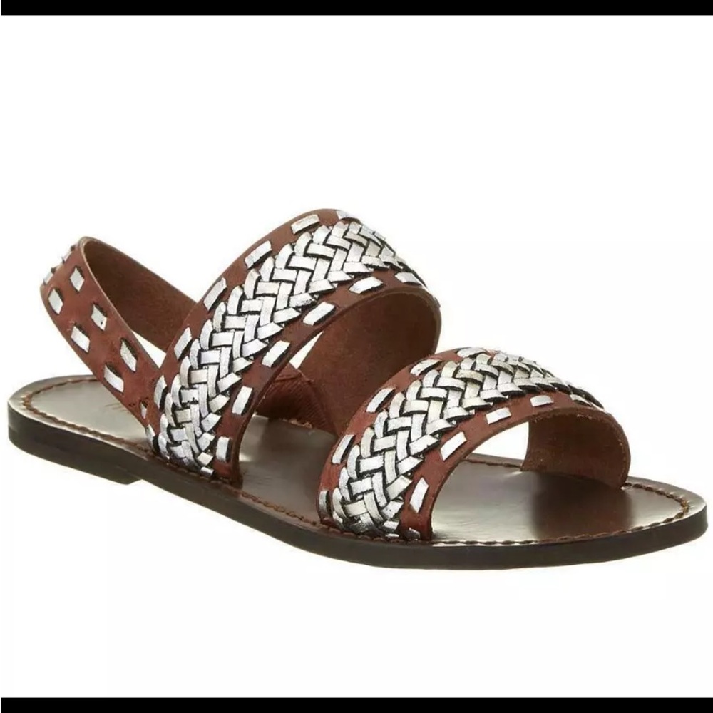 Maje Fatale Woven Leather Slingback Sandal Camel Brown Size‎ 36